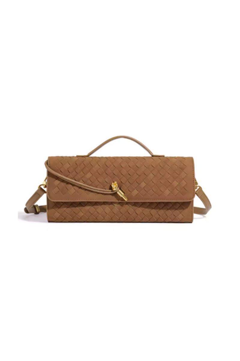 Coffee Woven Poise Clutch