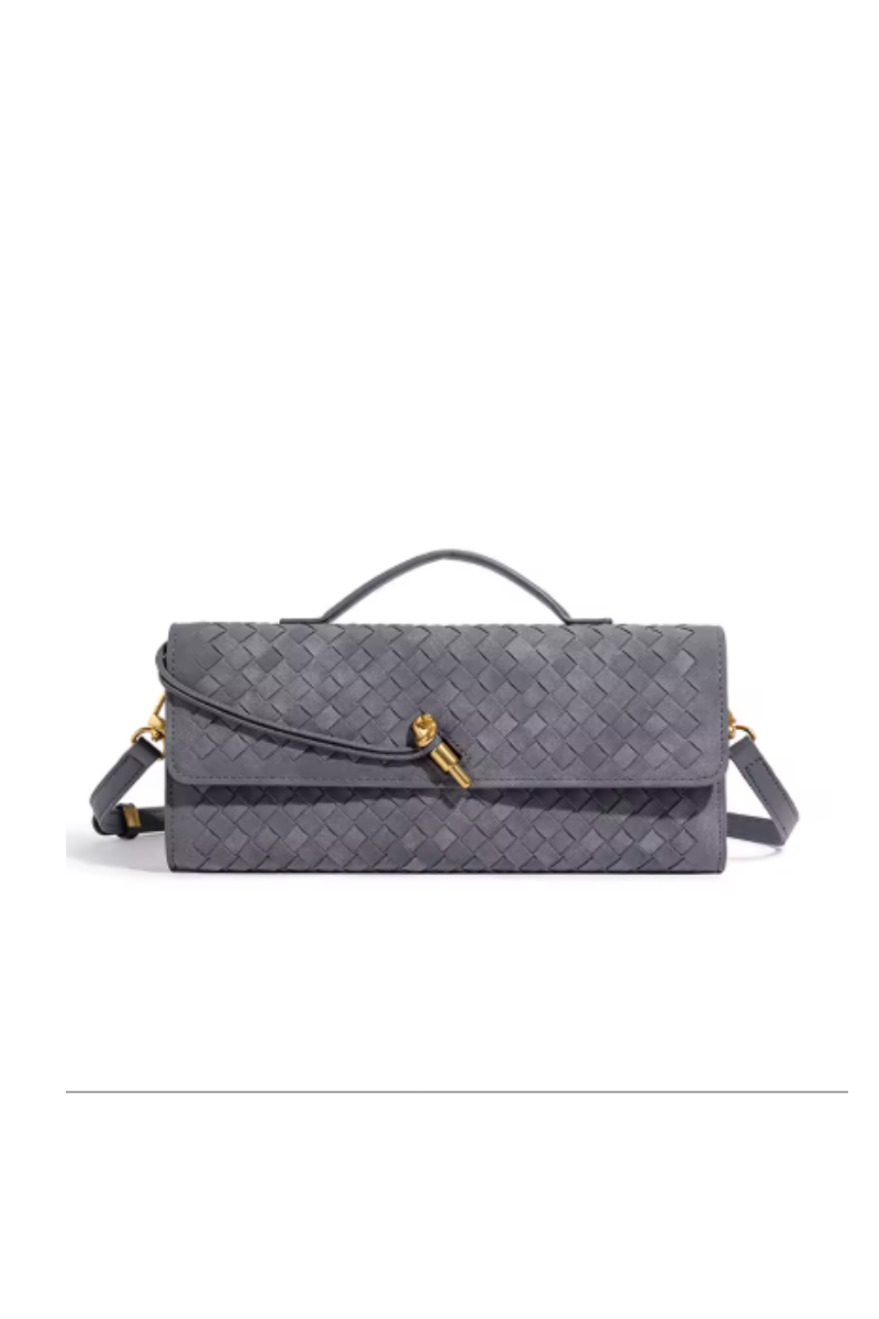 Gray Woven Poise Clutch