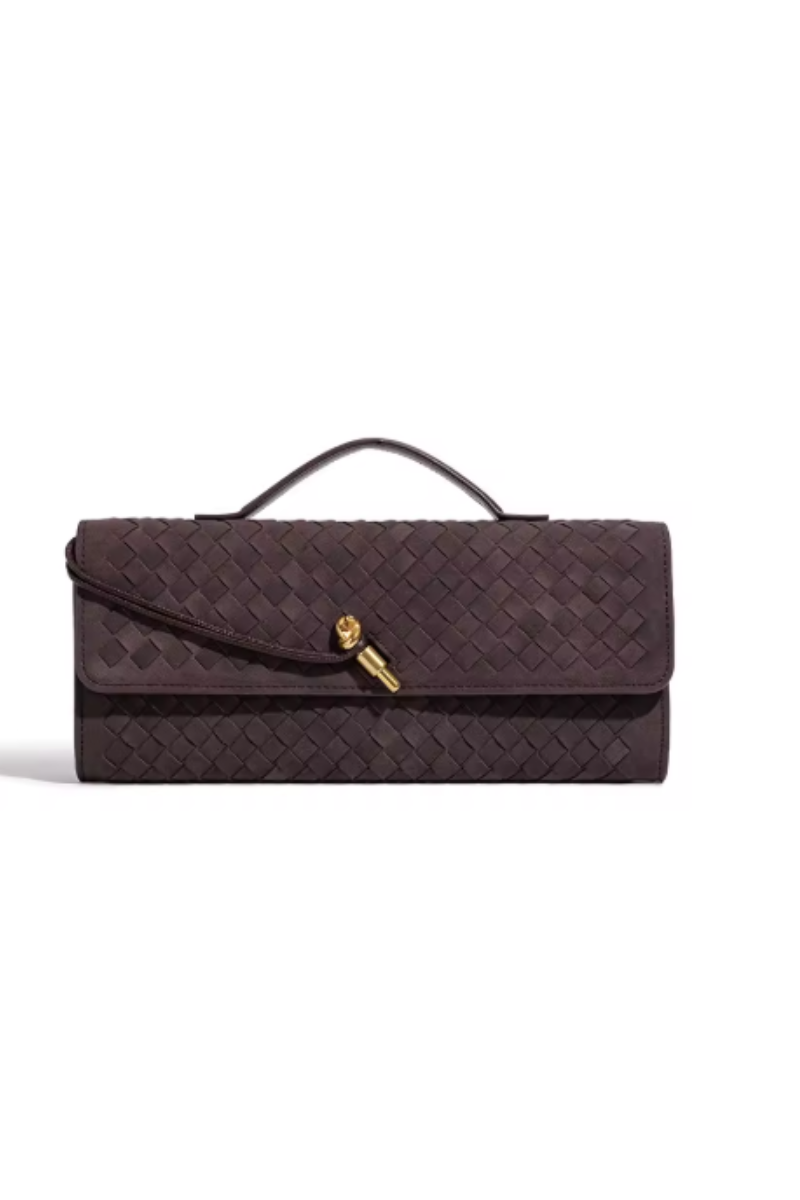 Brown Woven Poise Clutch
