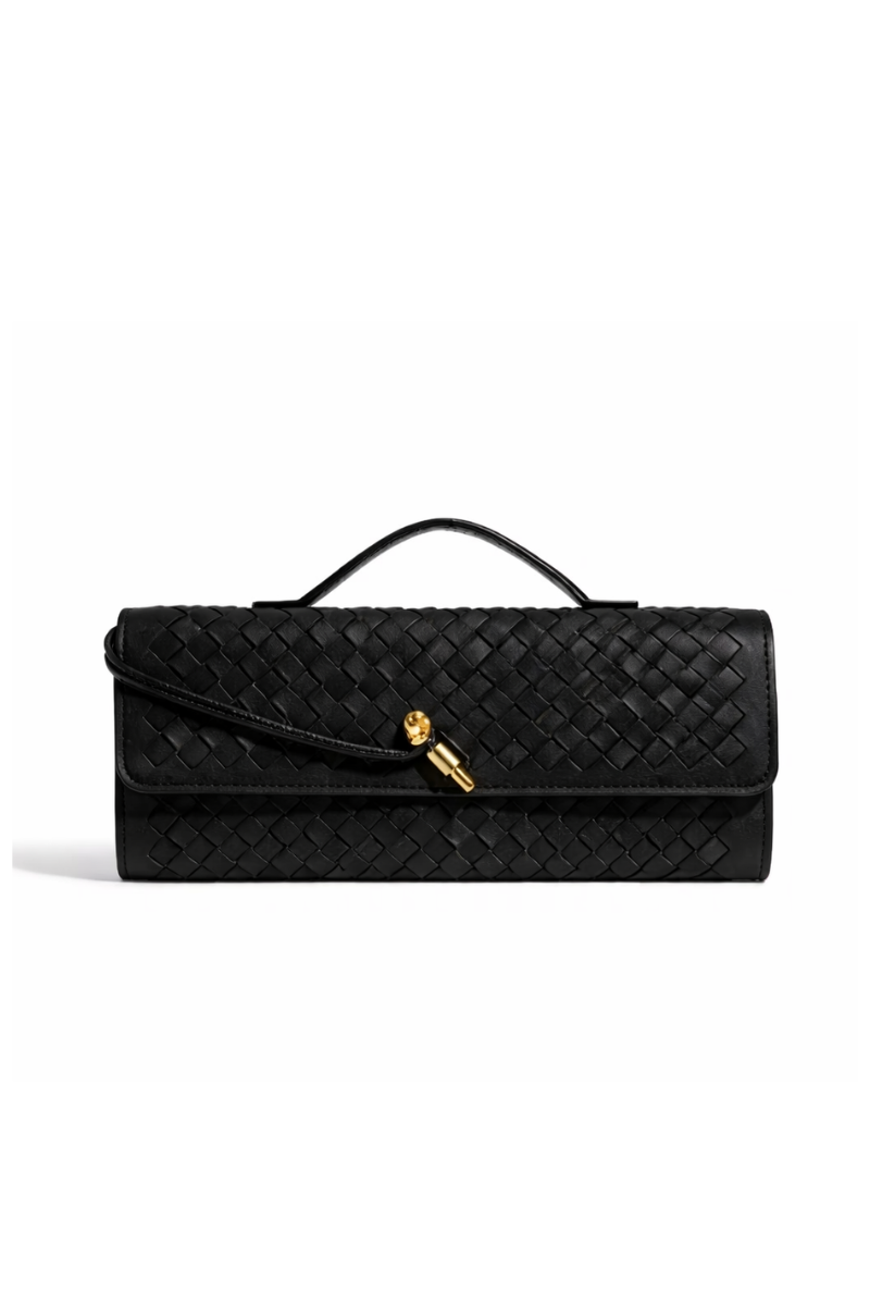 Black  Woven Poise Clutch
